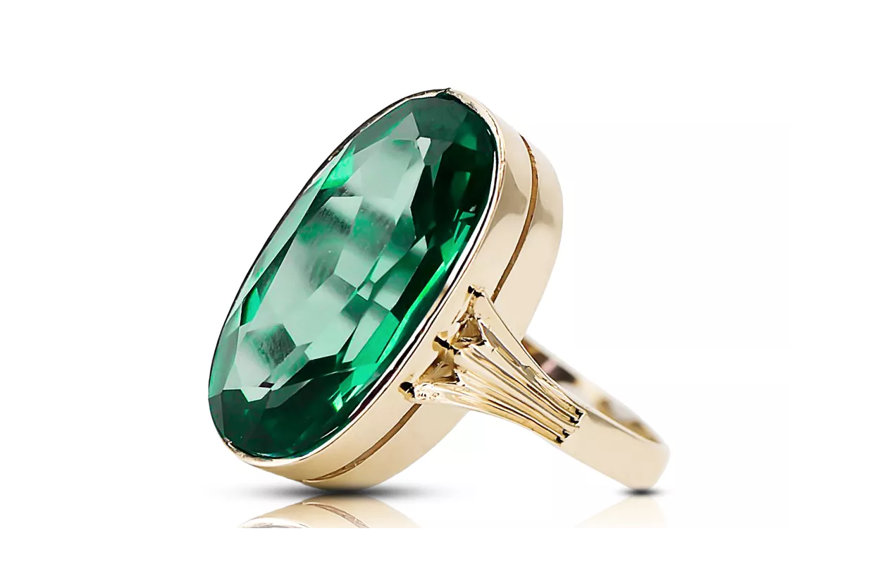 مجوهرات فينتاج خاتم الزمرد 14 كارت من الذهب الأصفر vrc113y